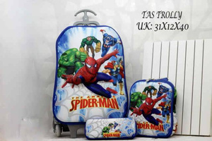 PUSAT TAS ANAK 3D ( 3 DIMENSI ): TAS TROLLEY 3 IN 1 (BOYS) TROLLY+TAS