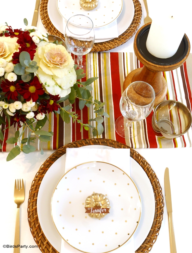 Modern DIY Thanksgiving Tablescape - BirdsParty.com