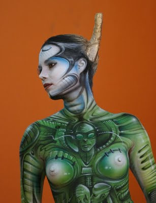 body painting hot supermodels