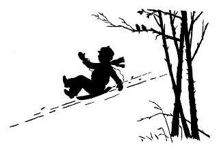 winter sledding boy silhouette image