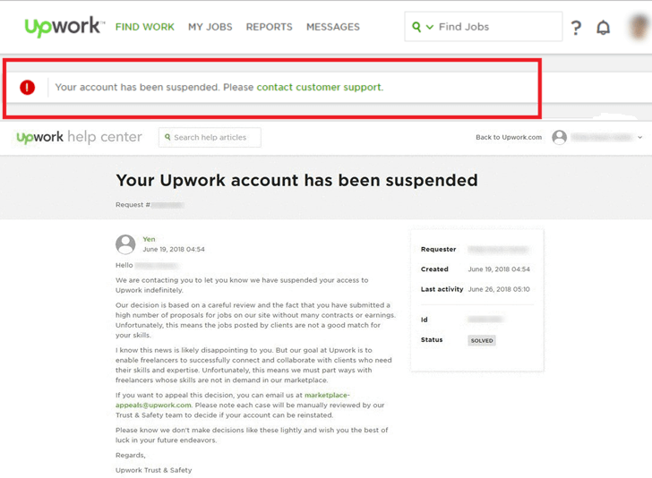 Upwork Account Suspended: Reasons Why and What to do
