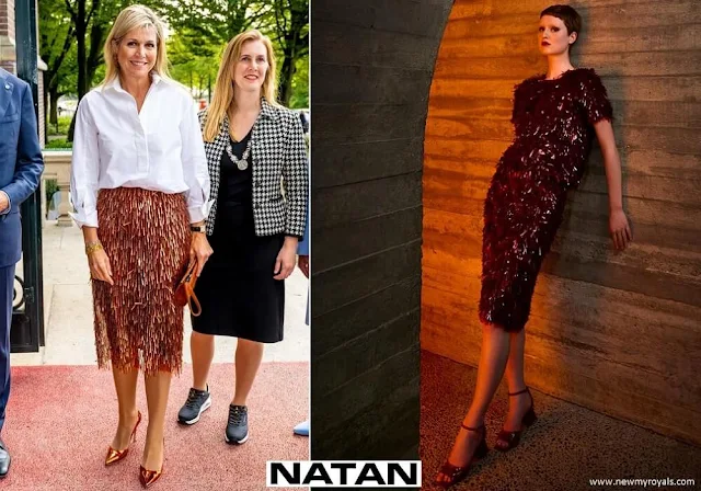 Queen Maxima wore Natan Noria silk organza skirt, fully embroidered with sequins