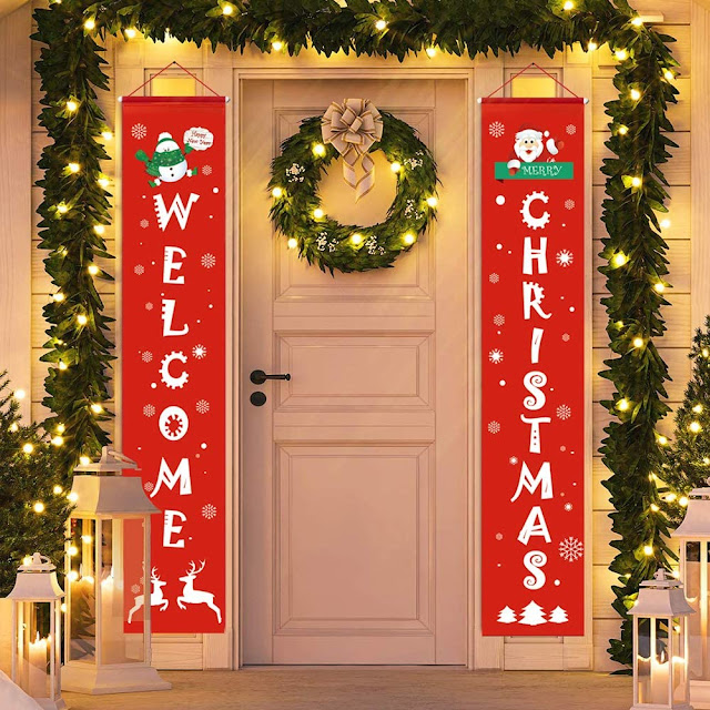 Decoraciones de navidad para puertas welcome