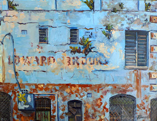 plein air oil painting of urban landscape by artist Jane Bennett