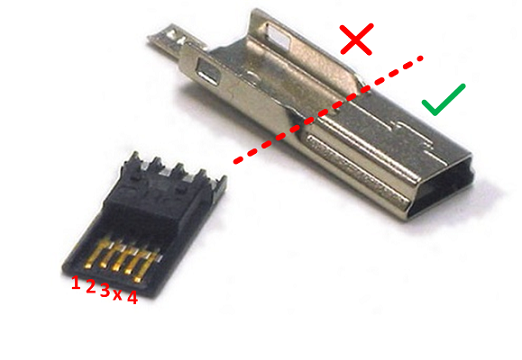 Small USB A type plug (male) connector to USB MINI-B type plug (male 