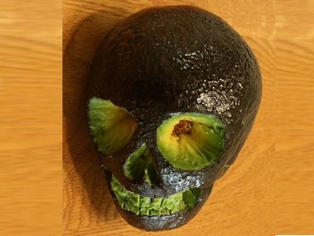 avocado skull head carving images