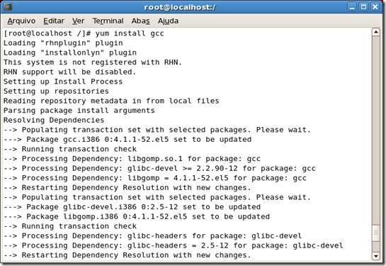 Instalando software utilizando o repositorio local com yum