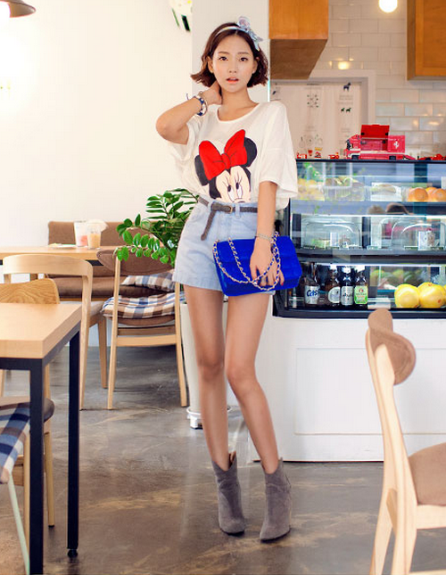 Classic Fold Hem Denim Shorts