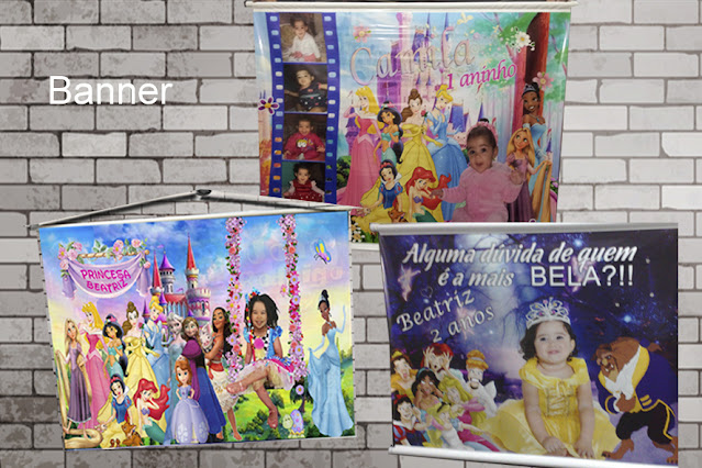 Banner As Princesas  Disney dicas e ideias para decoração de festa personalizados