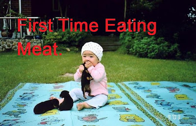 Funny human picture: Eating meat 搞笑人类图片：吃肉