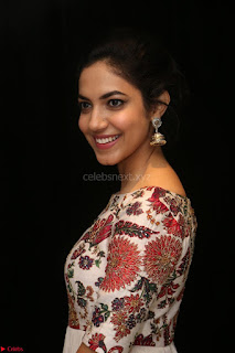 Ritu Varma smiling face Cream Anarkali dress at launch of OPPO New Selfie Camera F3 ~  Exclusive 014.JPG