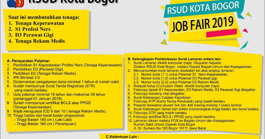 Lowongan Kerja Rekrutmen Terbaru RSUD Kota Bogor    April 2024