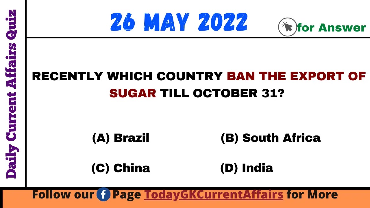 Today GK Current Affairs on 26th May 2022