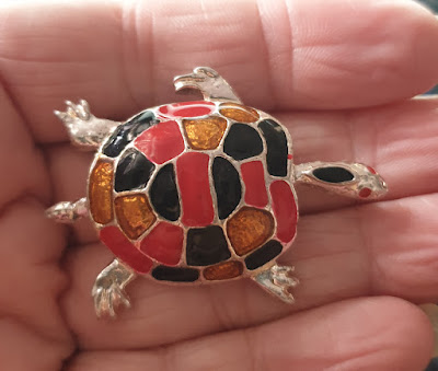 Enamel tortoise brooch