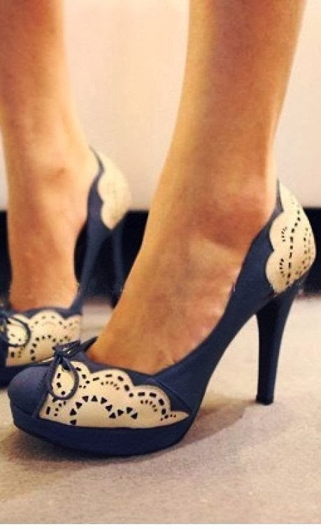 Beautiful  Blue Lace Heels