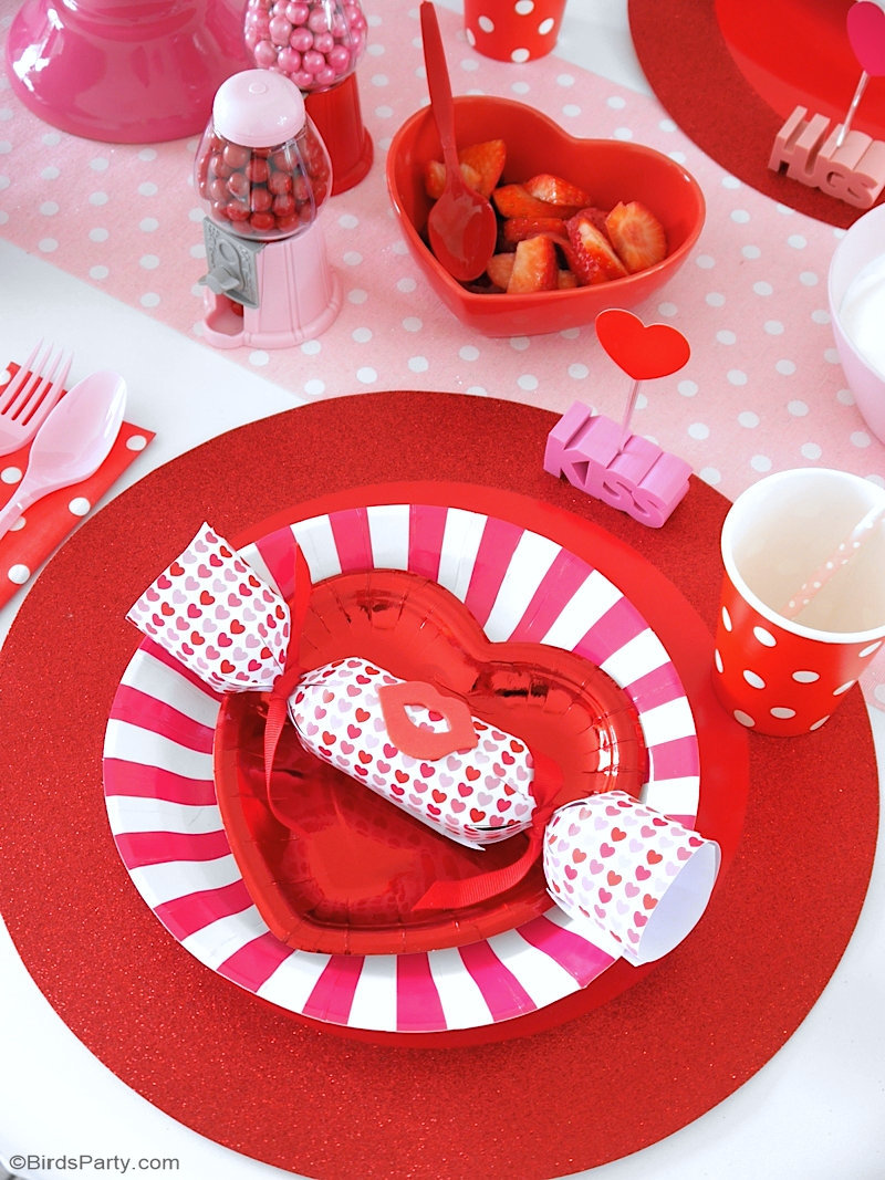 Valentine's Day Crepe Party  - simple and fun ideas to hosting kids, family or friends for Love Day with a delicious pancake desserts tablescape! by BirdsParty.com @birdsparty #valentinesday #tablescape #crepeparty #pancakeparty #kidsvalentinesday #valentinesdayparty #galentinesdayparty #partyideas