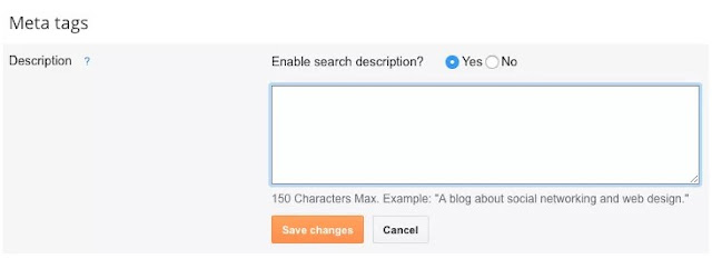 Enable search description on blog setting