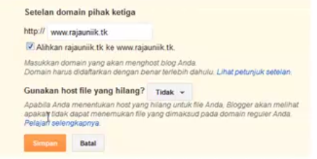 Cara Terbaru Custom Domain Blogger dan Setting DNS Dot TK