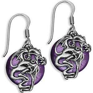 Mythical beasts warrior dragon earrings in amethyst and sterling silver stylish jewelry trinkets