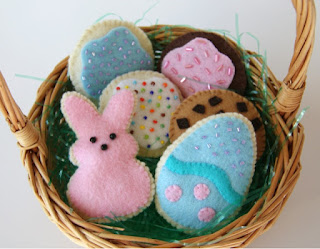 bunny, egg, chocolate chip, sprinkle felt cookies