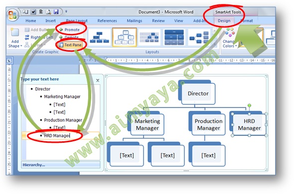 Untuk mempermudah menciptakan struktur organisasi sanggup memakai  SmartArt Microsoft Word Ahli Matematika Cara Mengedit Jabatan/Unit Struktur Organisasi Smart Art Microsoft Word