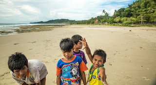 Indonesian children on beach
