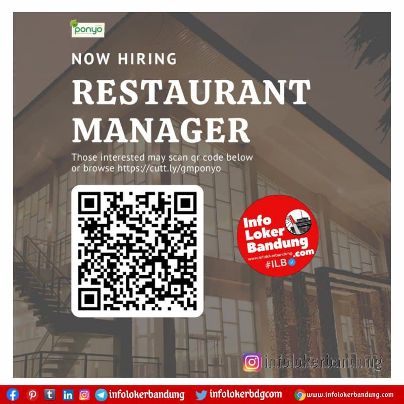 Lowongan Kerja Restaurant Manager Ponyo Resto & Wedding Bandung Mei 2021