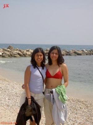 desi indian local girl in bikini dress on beach