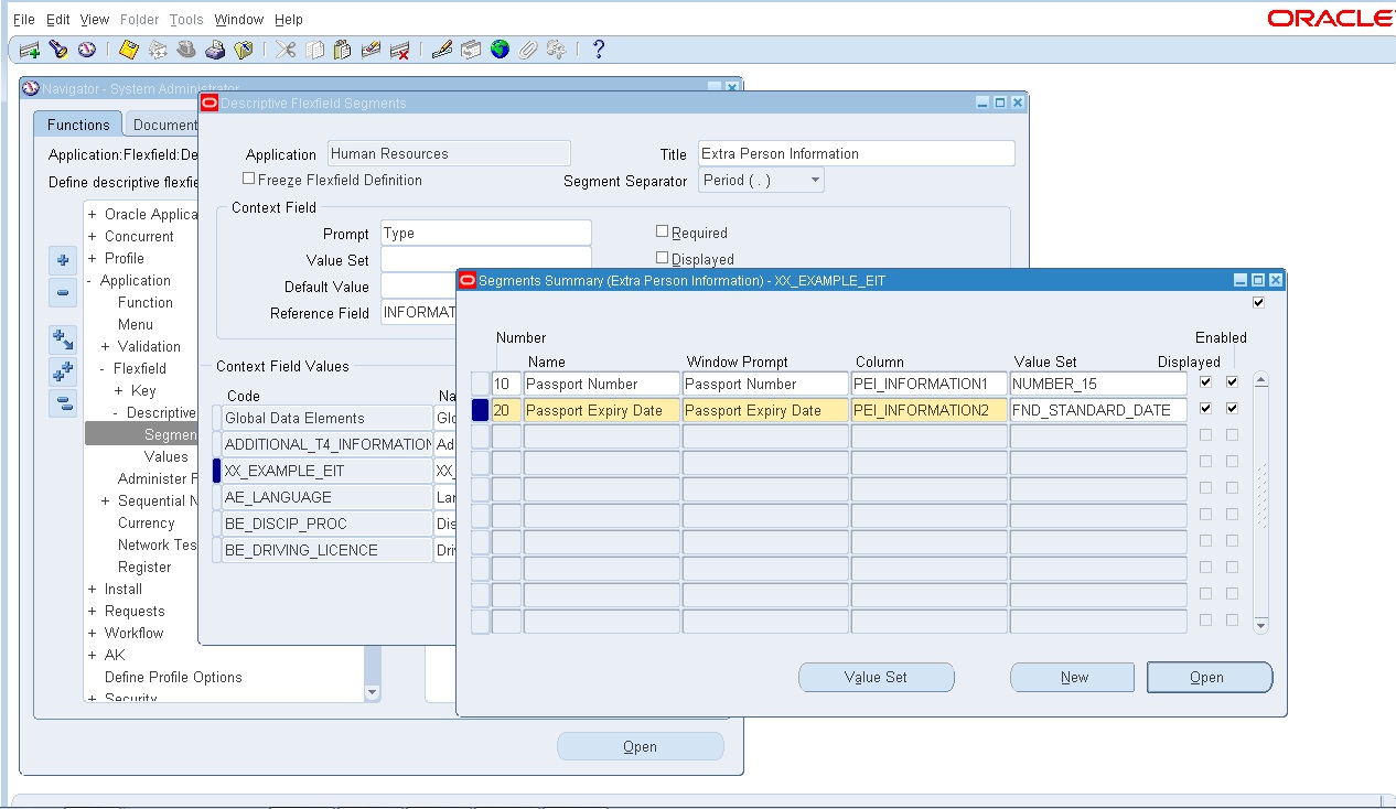 How to create Extra information type (EIT) in Oracle HRMS