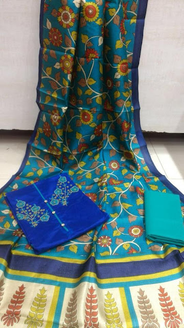 Chanderi silk top with silk print dupatta |online buy saree 