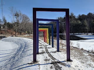 The lollipop garden was located on the ground to the left of the rainbow arches