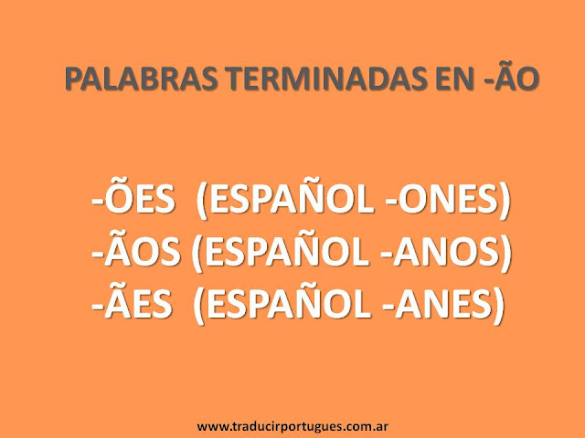 palabras terminadas en ão, plural, portugués, traducciones