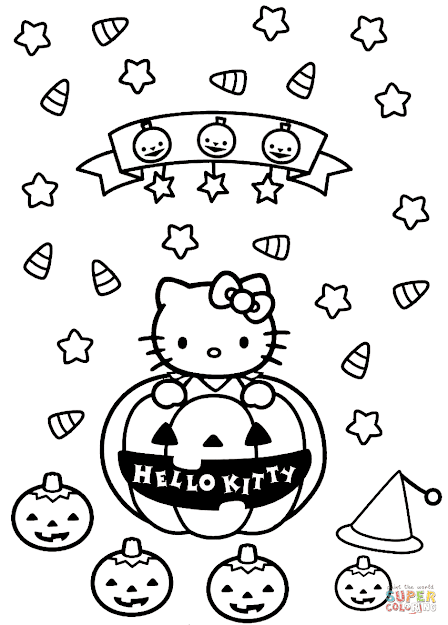 Click The Hello Kitty Halloween Coloring Pages 