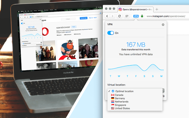 Through the opera browser inbuilt VPN services you can hide your privacy from hackers