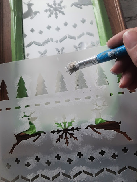 Stencil a Mirror for Christmas