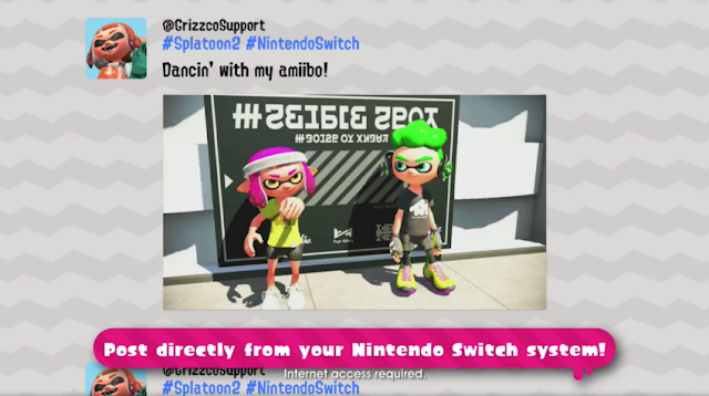 Splatoon 2 @GrizzoSupport Grizzco Support fake Twitter Nintendo Switch Inkling dancin with my amiibo dancing