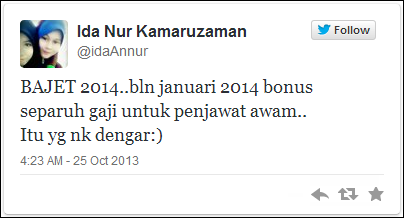 Bonus Separuh Bulan Gaji Januari 2014 & Jadual Pembayaran Gaji 2014