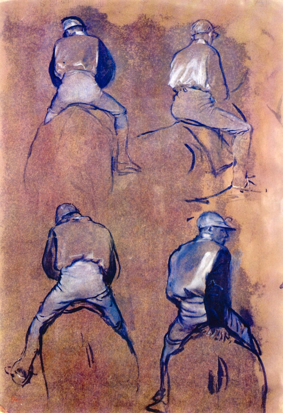 Cuatro estudios de jockeys, ca. 1866-1870