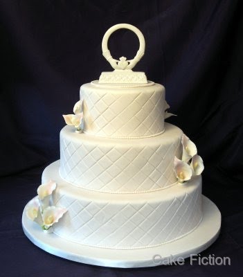 Our bride chose a round three tier chocolate almond cake with amaretto 