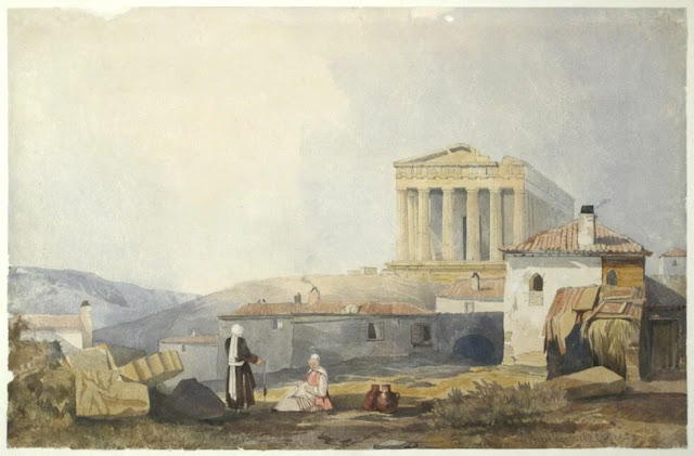 William James Müller (1812 - 1845) Ο ναός της Αθηνάς στην Αθήνα, 1839, υδατογραφία σε χαρτί, Δάνειο από την Βρετανική Κυβερνητική Συλλογή (1782) Μουσείο Μπενάκη Ελληνικού Πολιτισμού