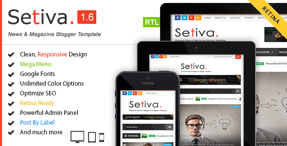 Setiva - Responsive Magazine Blogger Template by PBThemez