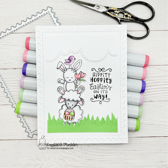 Hippity, Hoppity Easter's on it's way by Crystal features Land Borders, Sky Borders, Framework, and Spring Pile Up by Newton's Nook Designs; #inkypaws, #newtonsnook, #eastercards, #springcards, #cardmaking