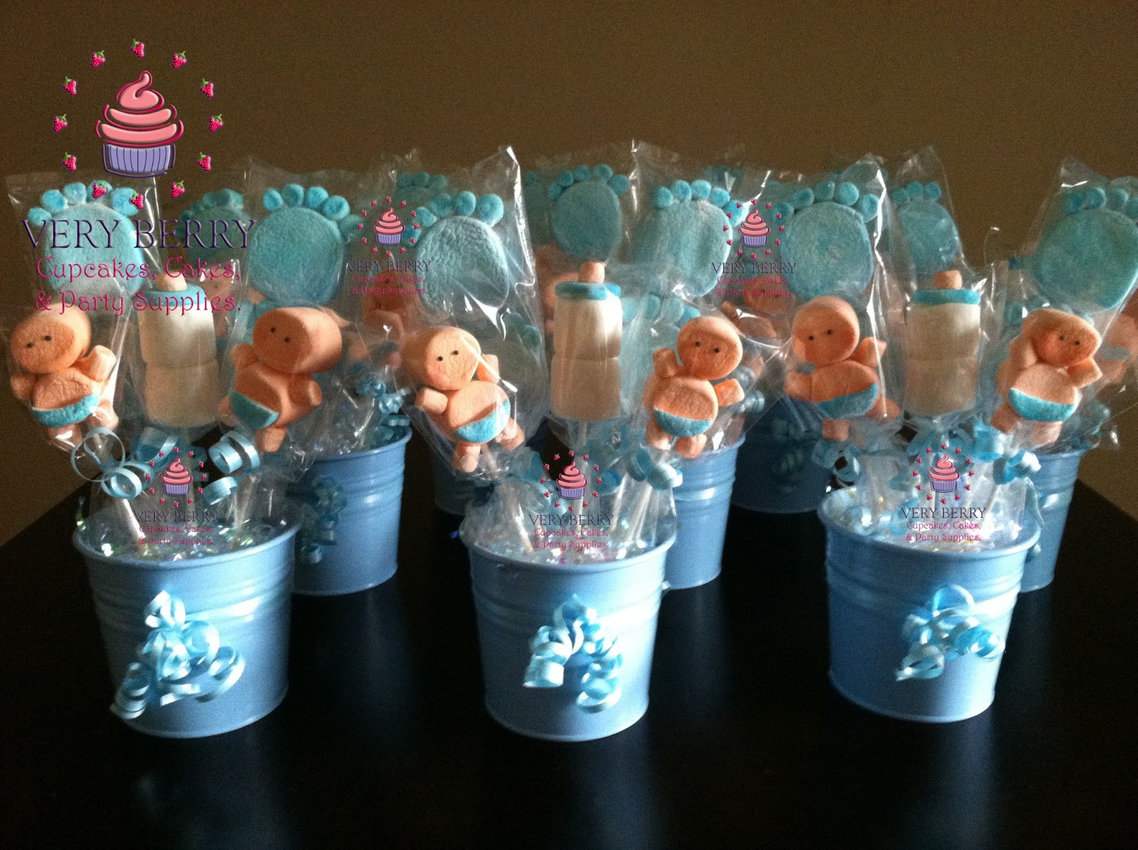 Veryberry Cupcakes BOY  BABY  SHOWER  MARSHMALLOW CENTERPIECES 