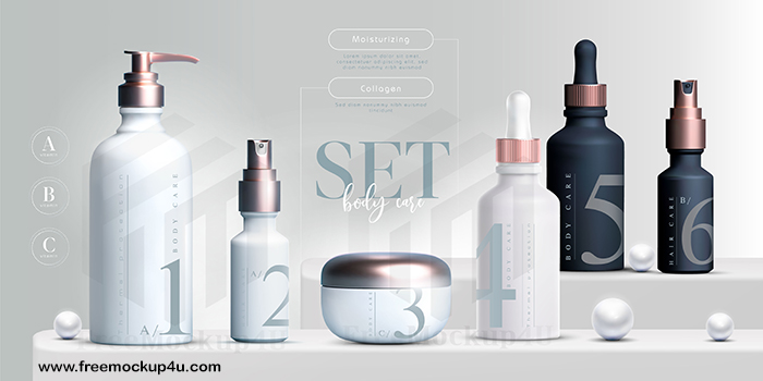 Elegant Cosmetic Products Vector Set Background