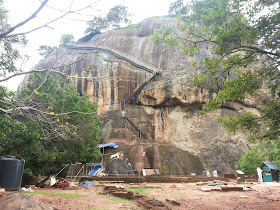 Sigiriya, Sri Lanka Lion Gate, metal ladder, Singh - meaning Lion, enormous, carved granite paws, reptile, dinosaur