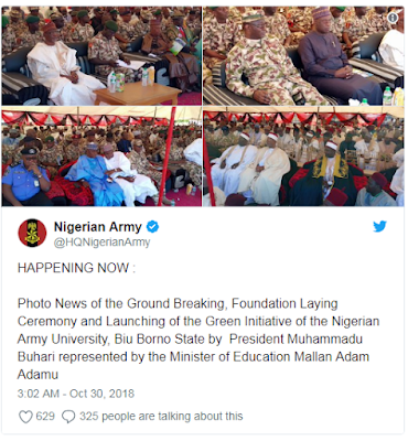 Buhari lays foundation of Nigeria Army University in Borno - See Photos