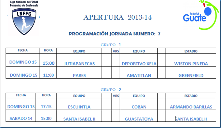 PROGRAMACION DE LA 7MA. JORNADA E