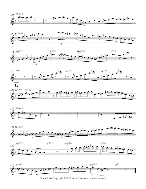 Head Trip ("Turning Point," Aaron Goldberg) — Mark Turner Solo Transcription (Bb) by Kevin Sun, page 4