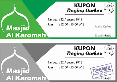  Tak terasa sebentar lagi kita akan merayakan Hari Raya Idul Adha Contoh Desain Kupon Qurban 2018 Format CDR