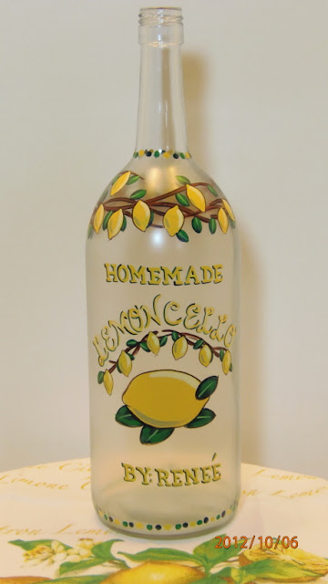 Hand Painted Limoncello Bottle